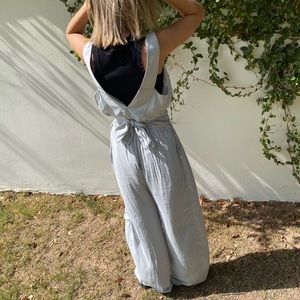 ZARA size S wide leg jumpsuit with ribbon ties